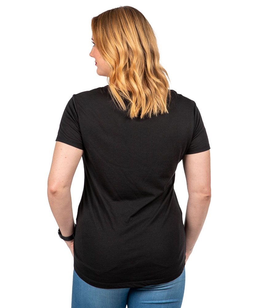 Women's Black CrissCross Neck Tshirt St. Jude Gift Shop